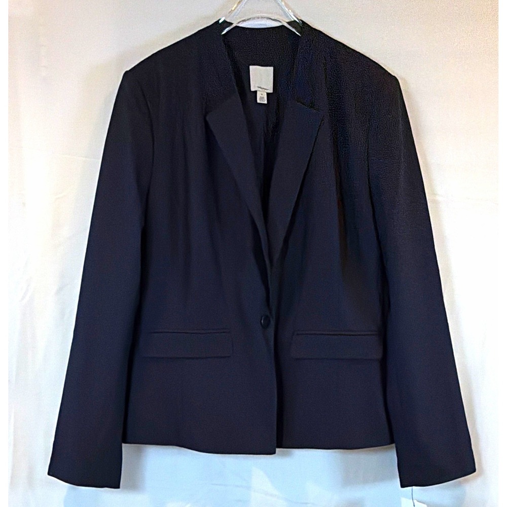 Halogen Nordstrom Tailored Blazer Single-Button Navy Blue Suit Jacket Size 16